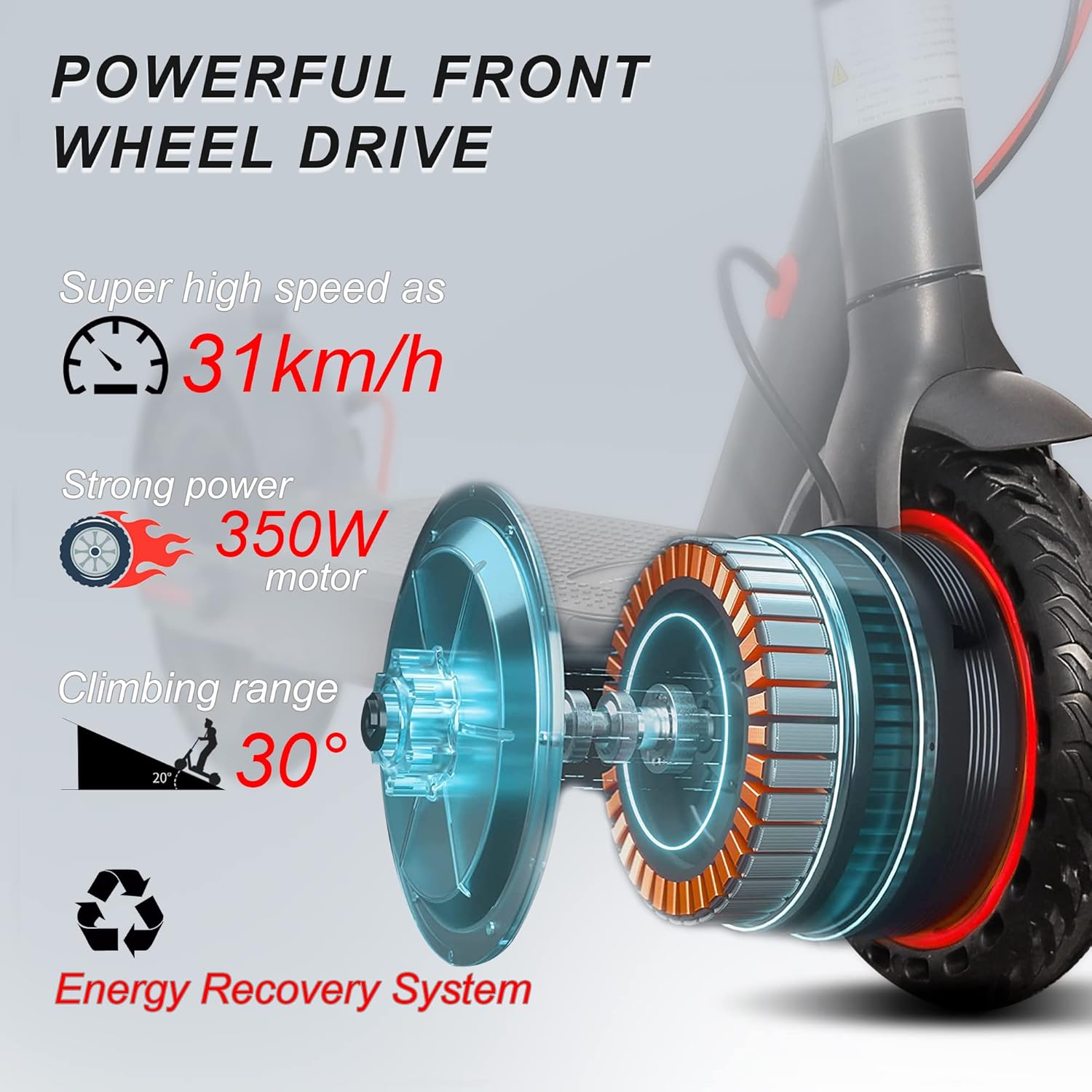 Electric Scooter, 350W Motor, 18 Miles Range, 8.5" Solid Tires O109