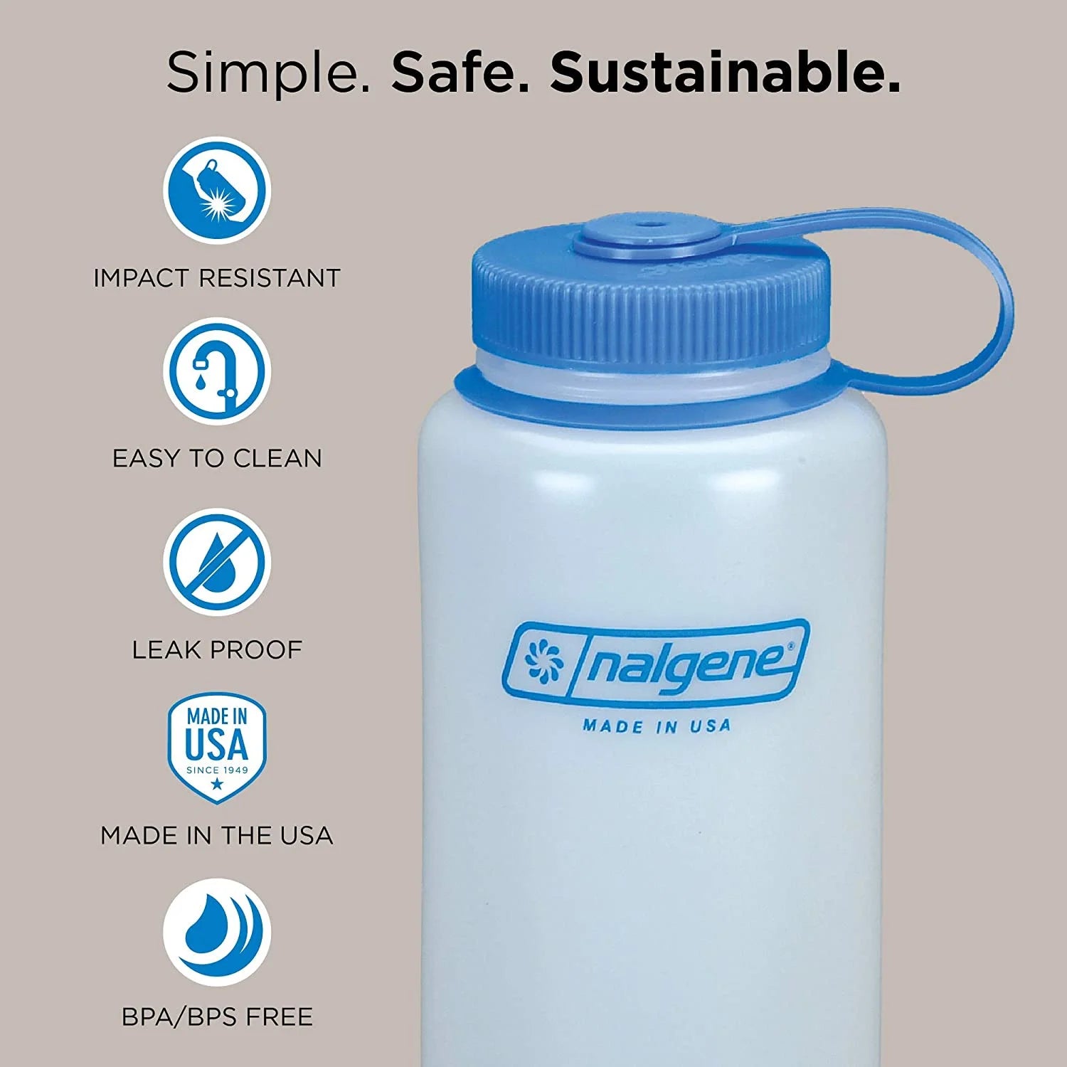 Clear 48 oz HDPE Wide Mouth Water Bottle I9619