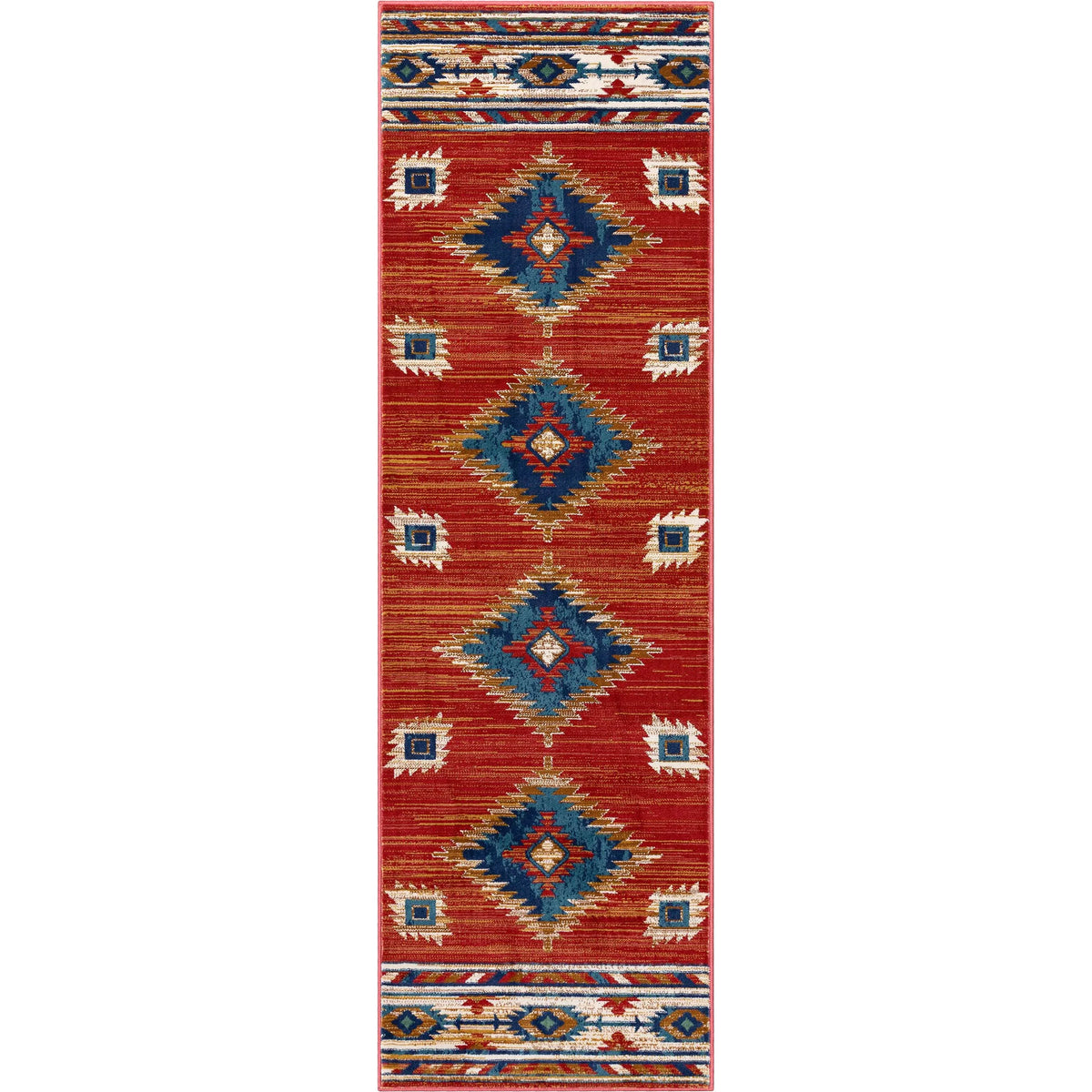 Dark Blue Traditional Medallion Rug Runner J534673