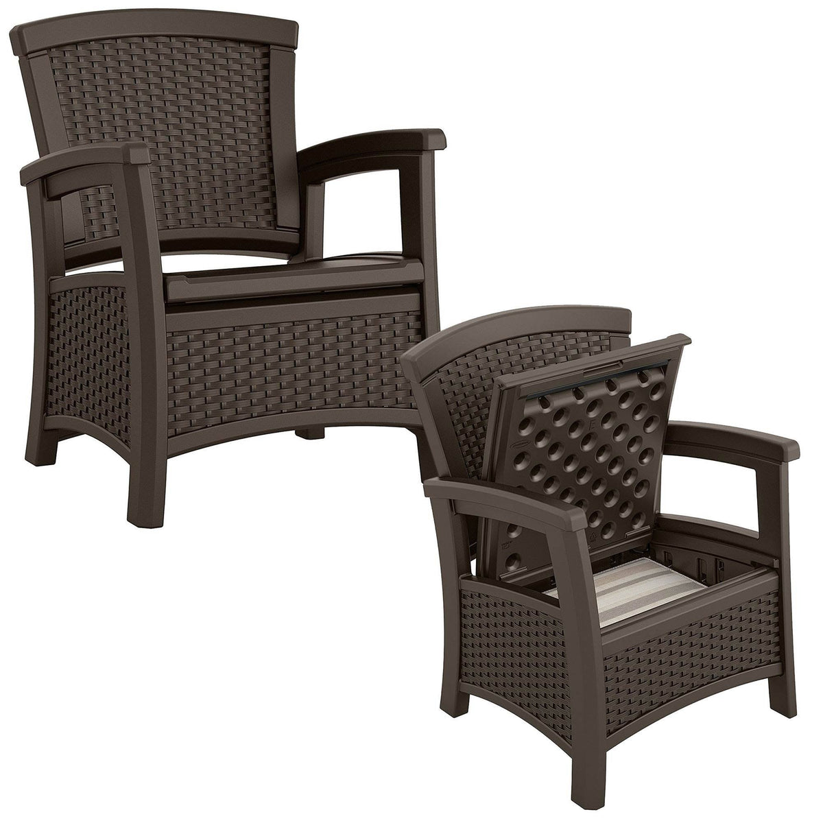 Resin Wicker Club Chair with Storage 2 Pack X211552