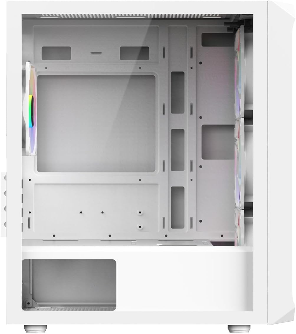 White Micro-ATX PC Gaming Case with Mesh Front Panel & Tempered Glass Side Panel Z660408