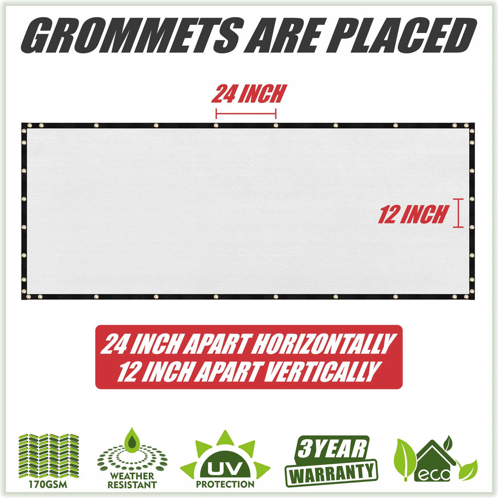 White Fence Privacy Screen Windscreen Cover Shade Fabric Cloth with Grommets A363609