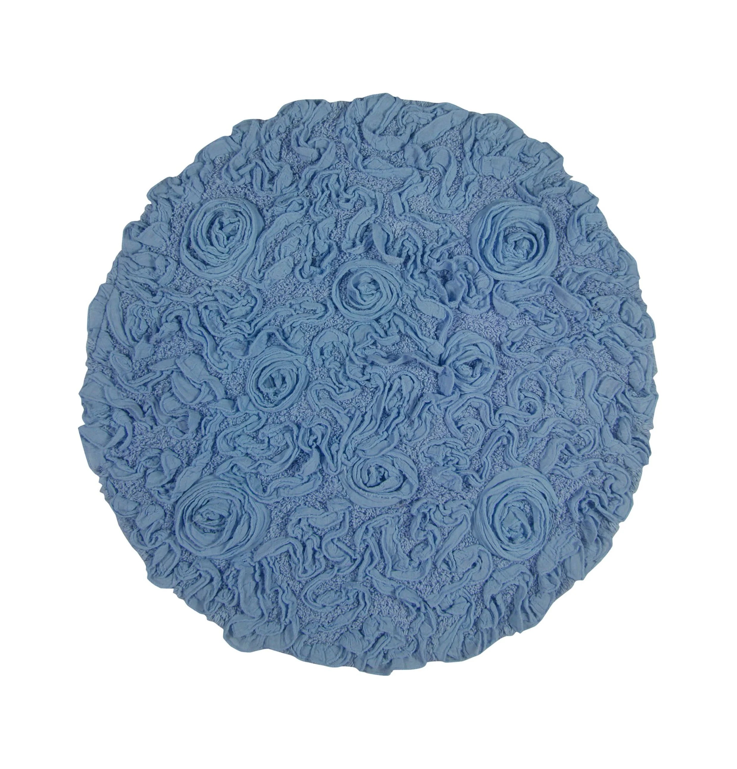 Sky Blue 22" Round Cotton Bathroom Rug K70544