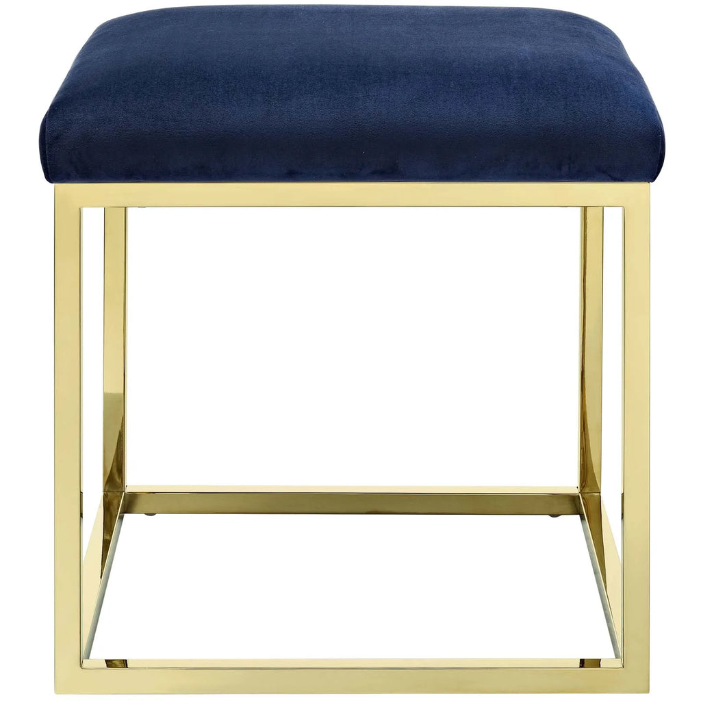 Gold Navy Velvet Accent Chair Ottoman B8473