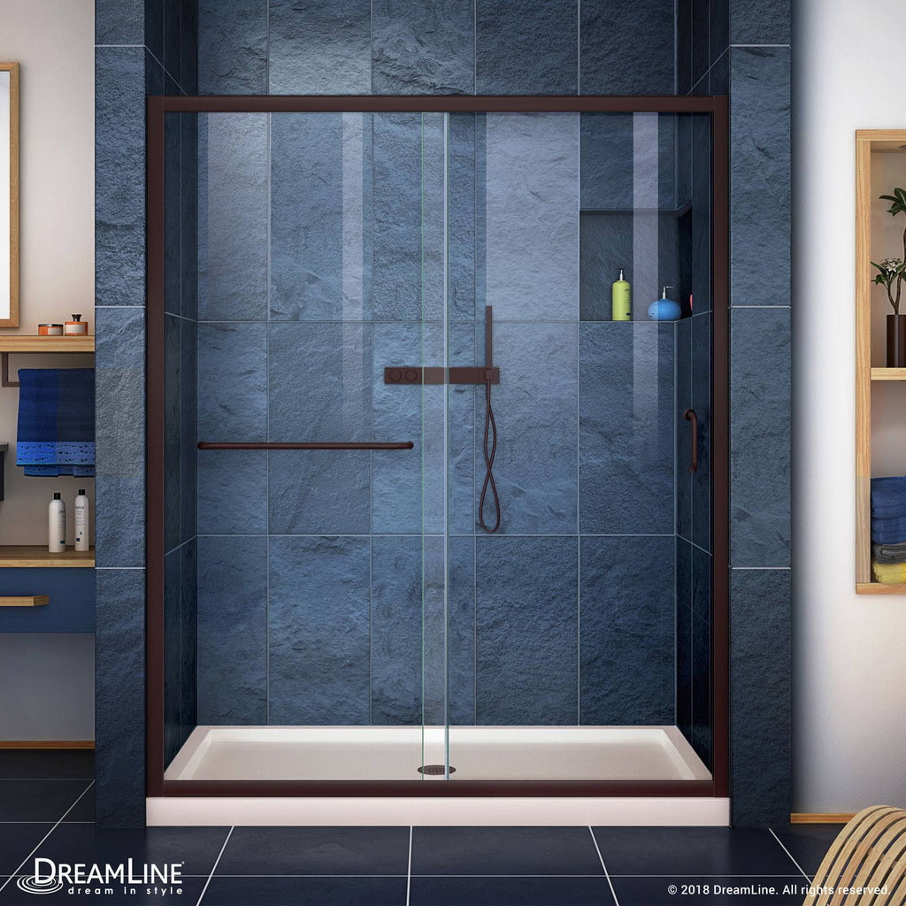 Clear Sliding Shower Door in Oil Rubbed Bronze E8186