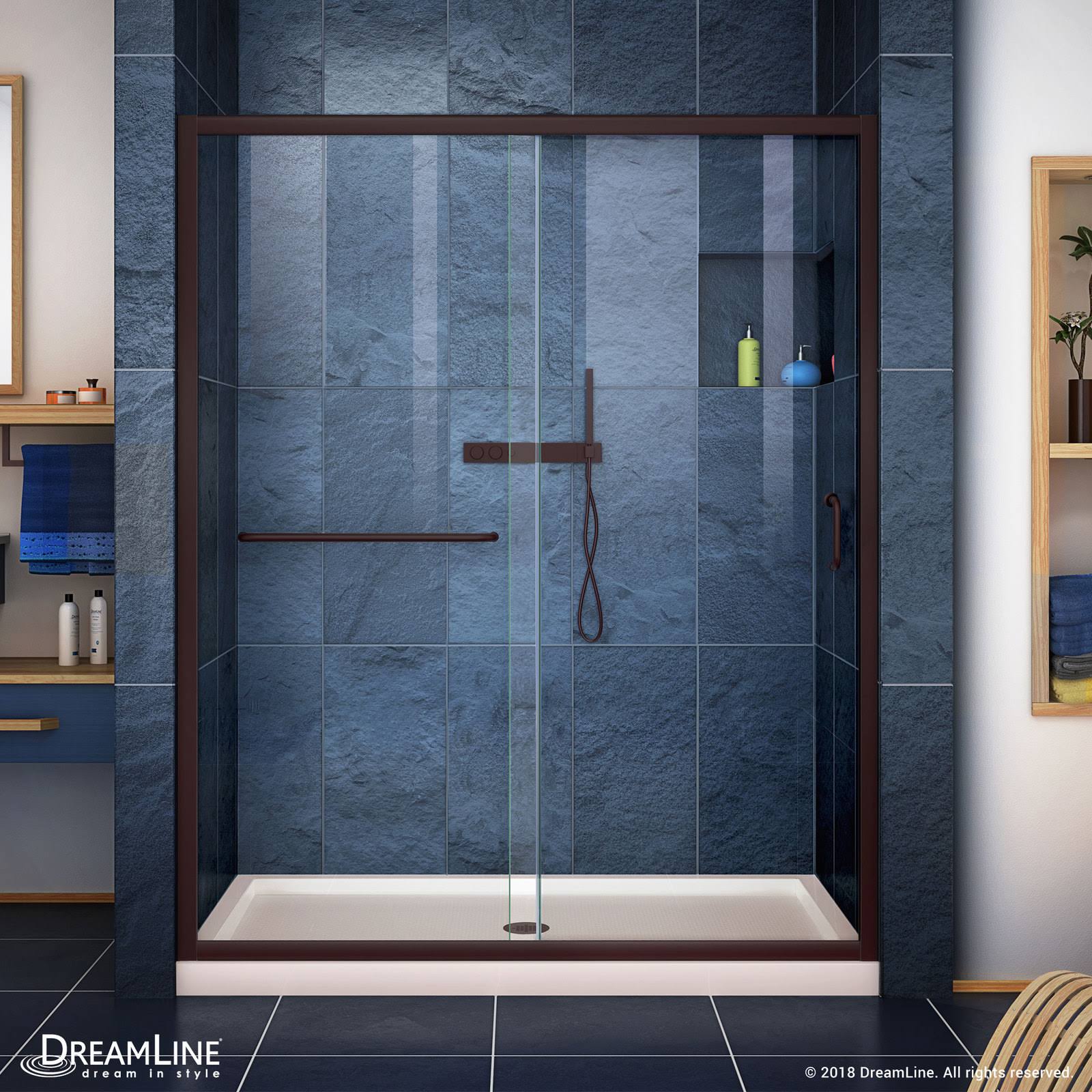 Clear Sliding Shower Door in Oil Rubbed Bronze E8186