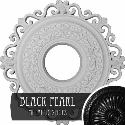 22x22OD x 6 1/4x22ID x 1 3/4x22P Hand-Painted Black Pearl Ceiling Medallion K43890
