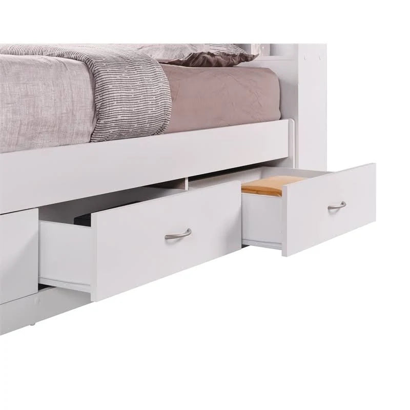 Twin-size Captain Bed with 3-Drawers and Headboard White U819