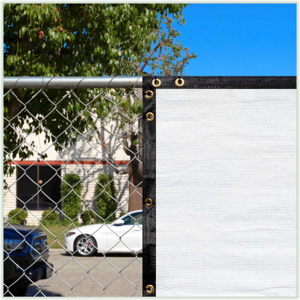 White Fence Privacy Screen Windscreen Cover Shade Fabric Cloth with Grommets A363609