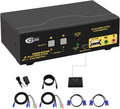 4K@60Hz 2 Port HDMI KVM Switch Triple Monitor with Audio, Cables and 2 USB 3.0 Hub I933