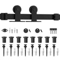 10 ft. Top Mount Sliding Barn Door Hardware Track Kit with Frosted Black Floor Guide B720810