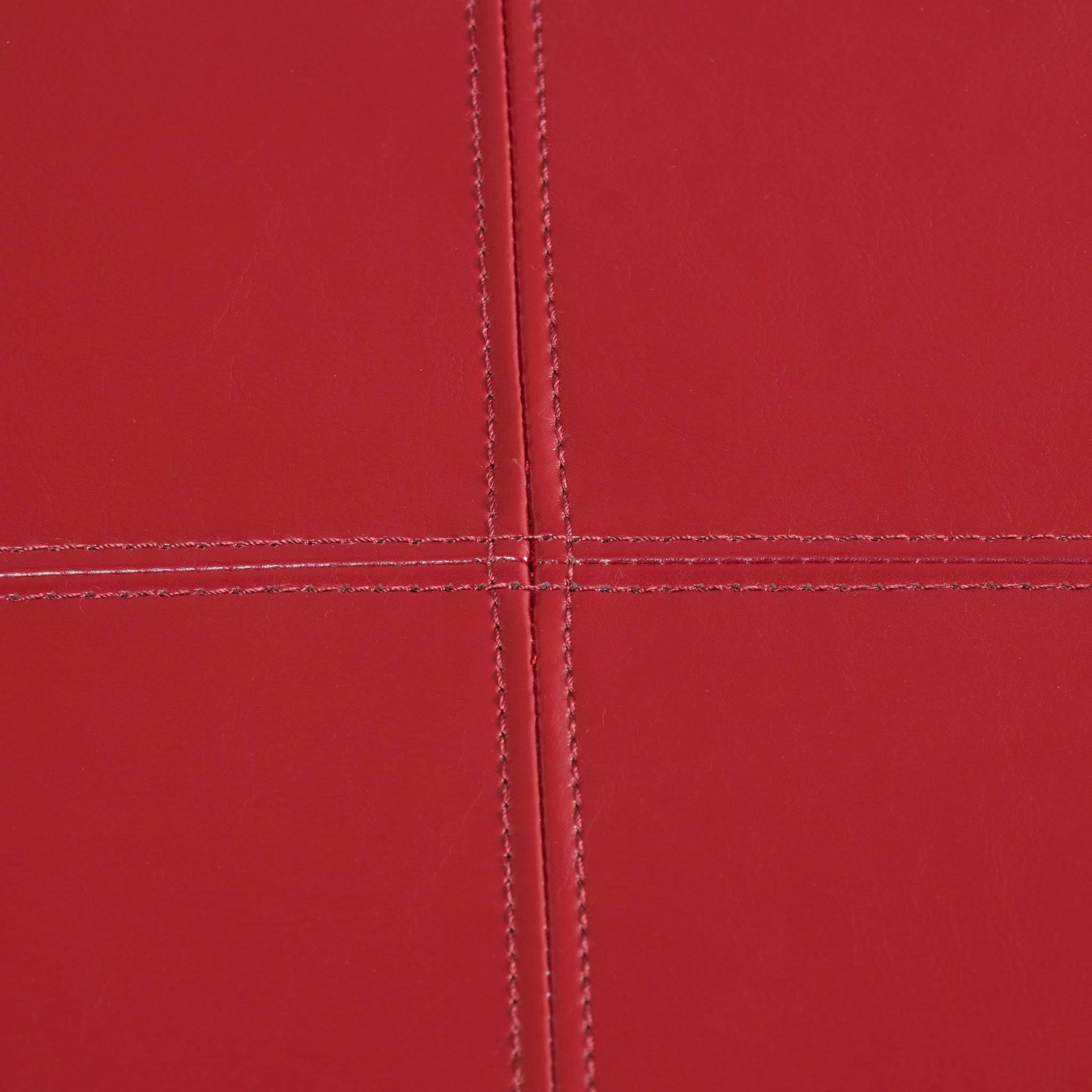 Red Leather Storage Ottoman V5275