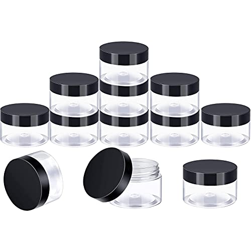 12 Pack Clear Plastic Storage Jars with Lids (8 Ounce, White) N98500