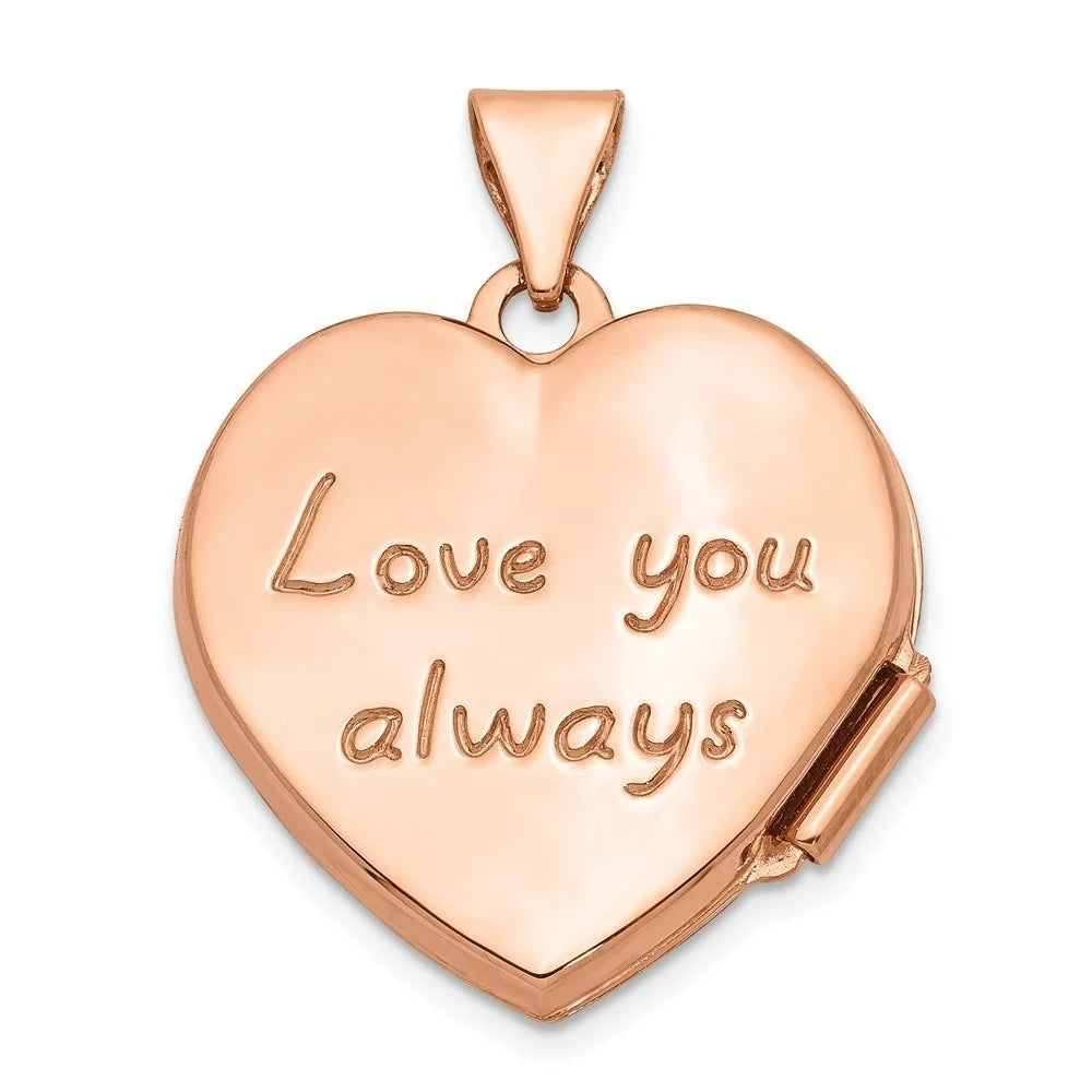 14K Rose Gold Heart Locket Pendant Y6331