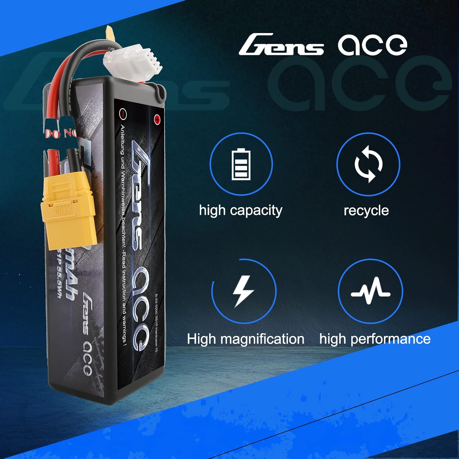 11.1V 5000mAh 3S 50C HardCase LiPo Battery with Deans Plug C932