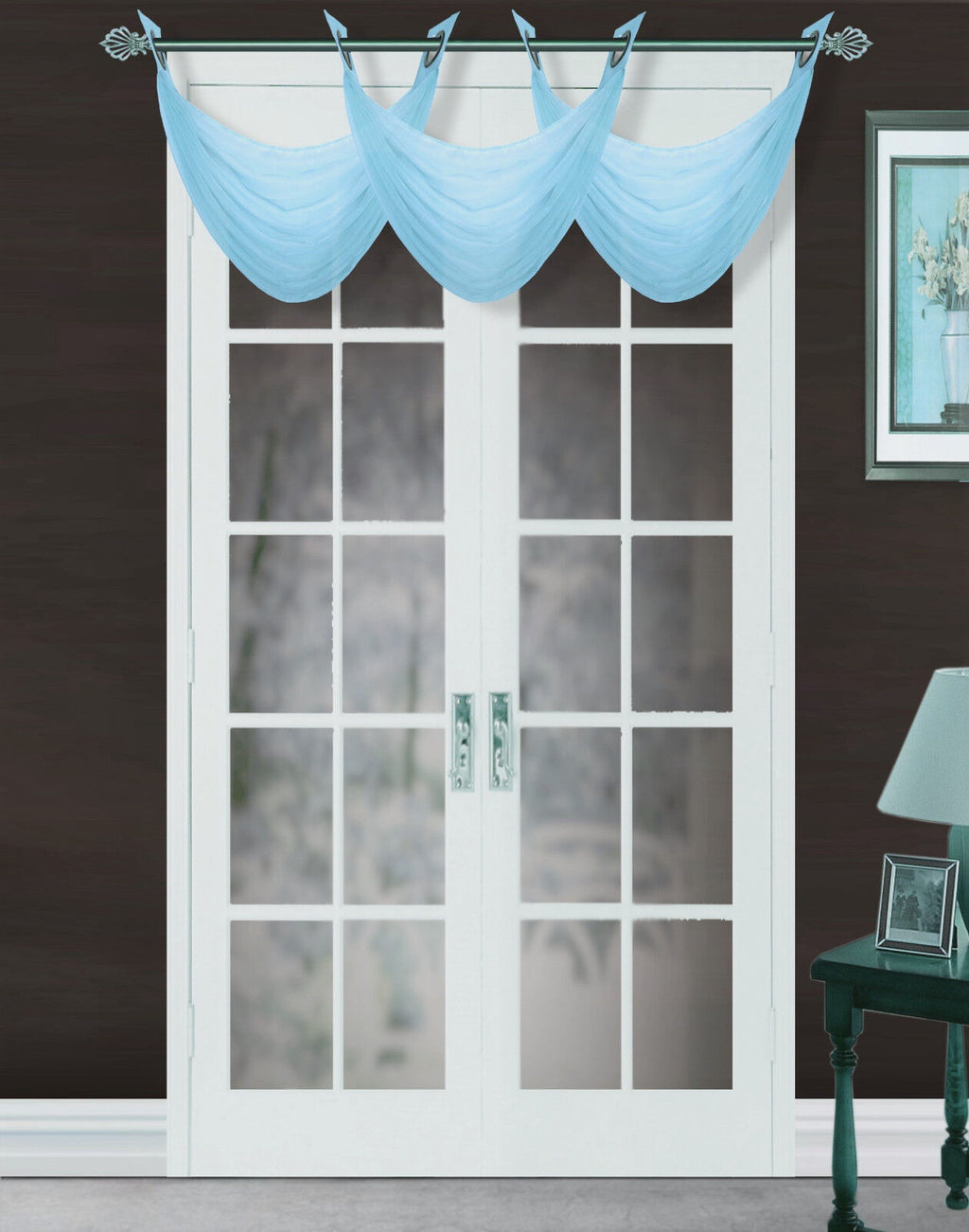 Bronze Grommet Voile Sheer Window Valance Swag Topper D333