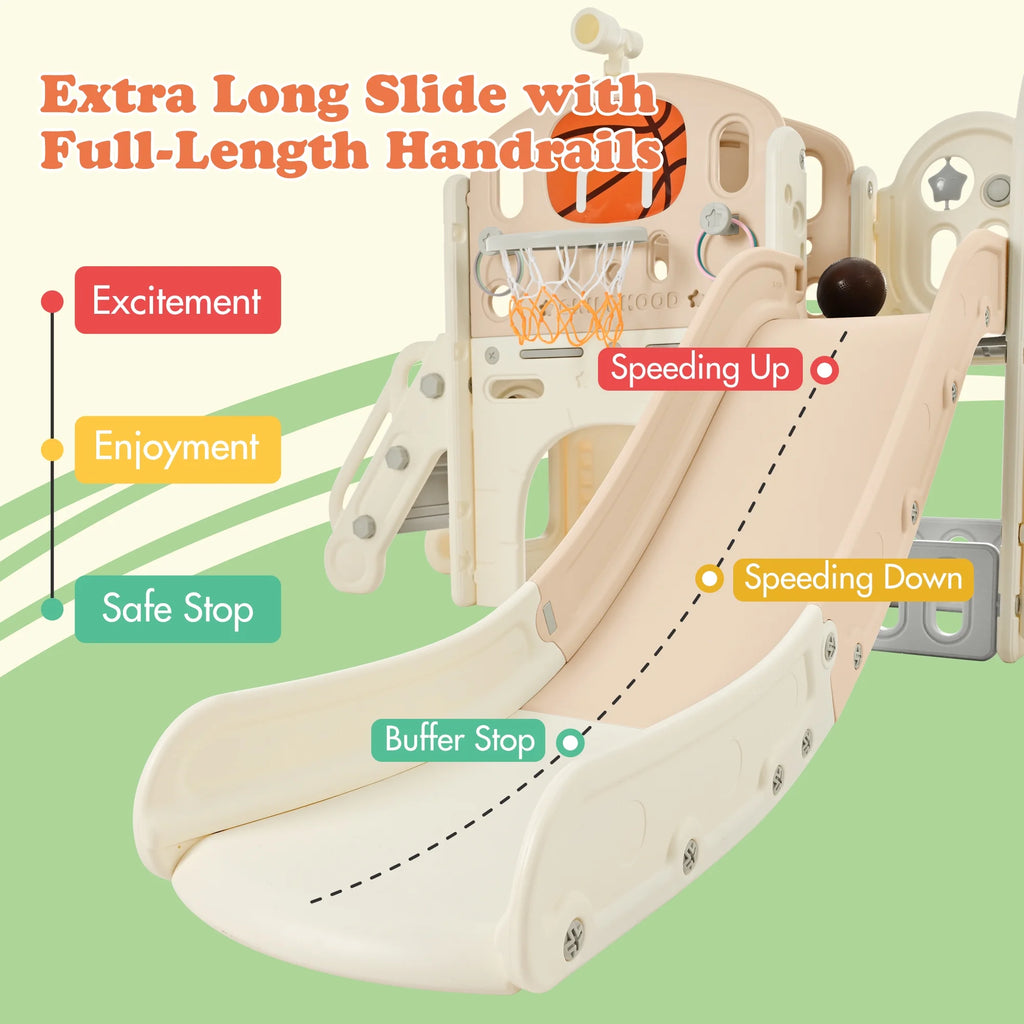 9 in 1 Kids Slide Playset with Basketball Hoop P82268