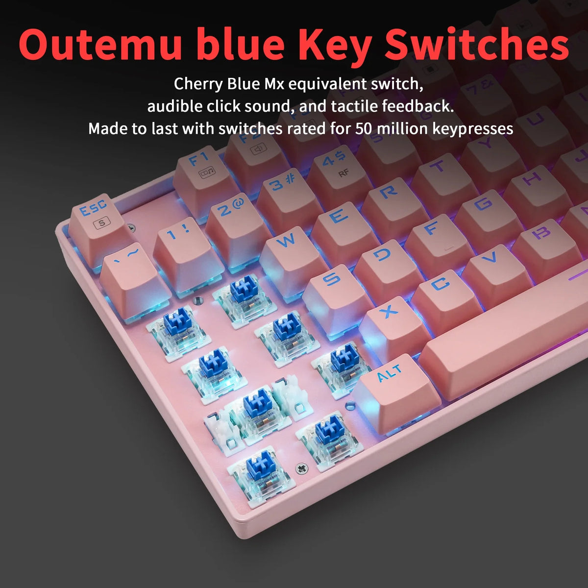 RGB Wireless Mechanical Keyboard with Blue Switches D121422