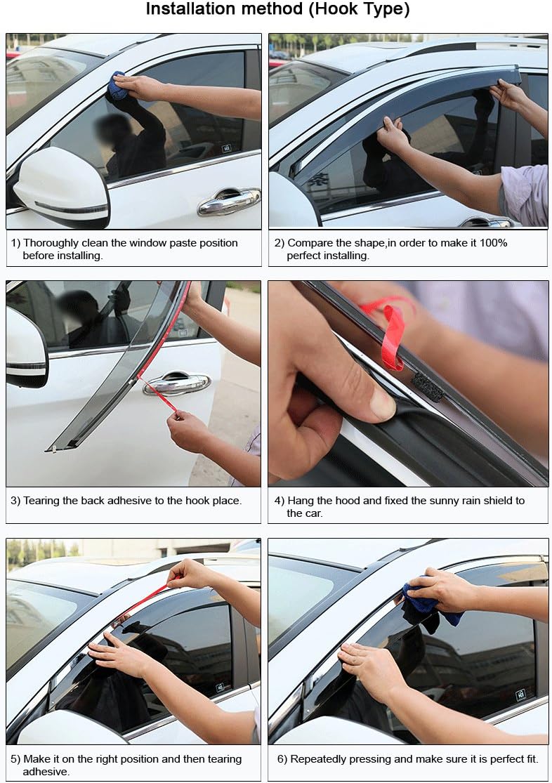 Car Window Visor Vent Shade Deflector Sun/Rain Guards V849