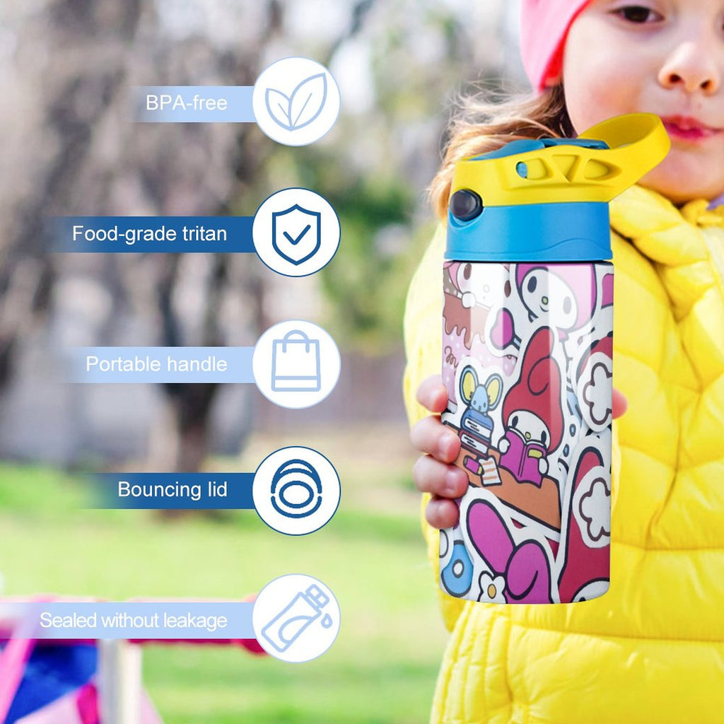 Stainless Steel Water Bottle with Straw P5537