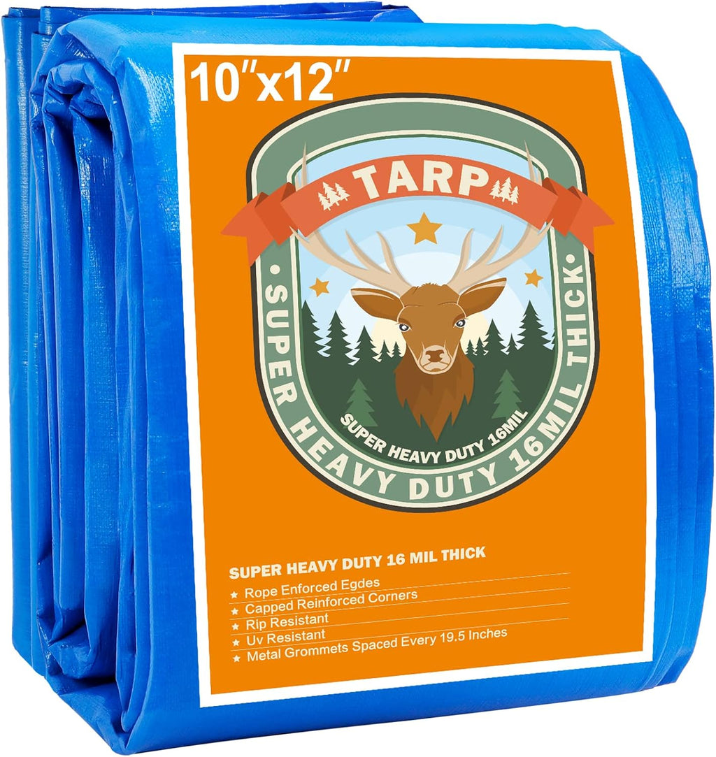 Blue 16x20 Heavy Duty Waterproof Plastic Tarpaulin with Metal Grommets H341