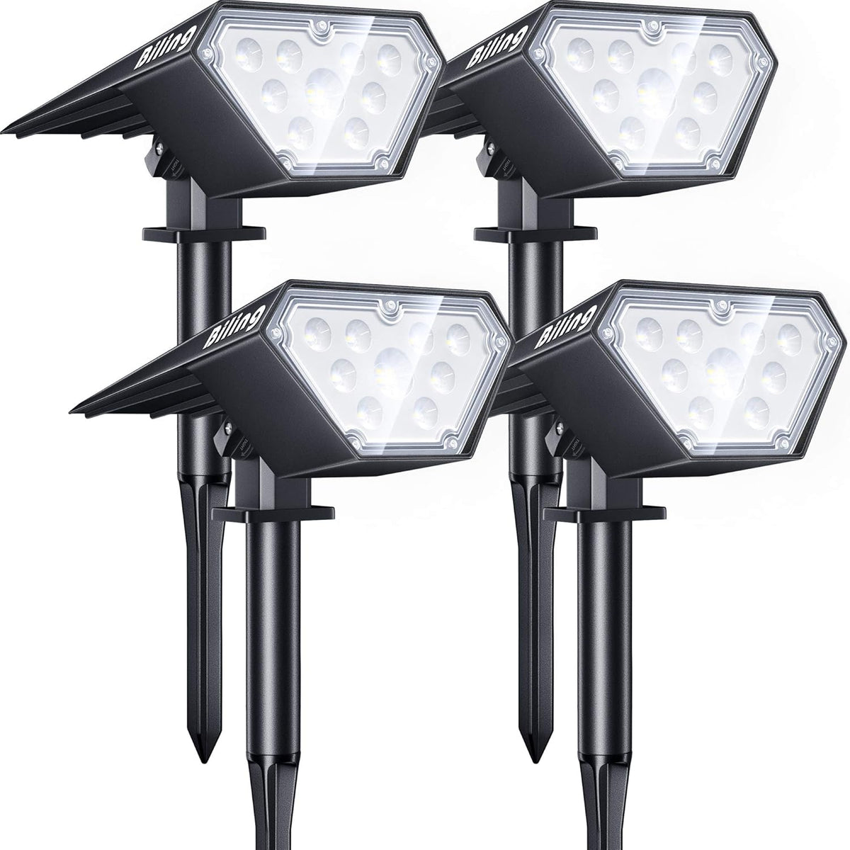 White 10 Pack Solar Spotlights Outdoor, IP67 Waterproof U3636