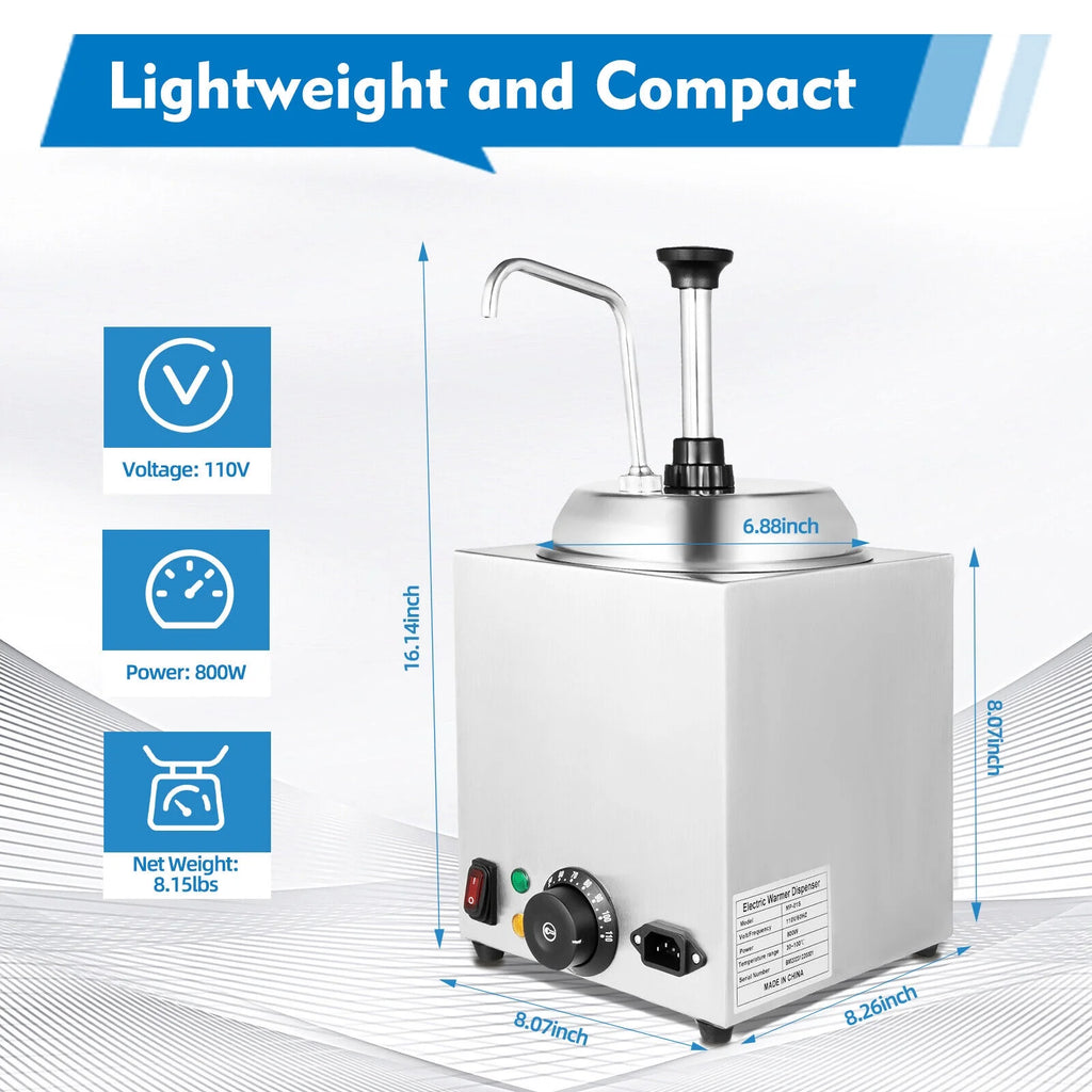 Nacho Cheese Dispenser Pump Caramel Warmer Tank 800W 110V O23903