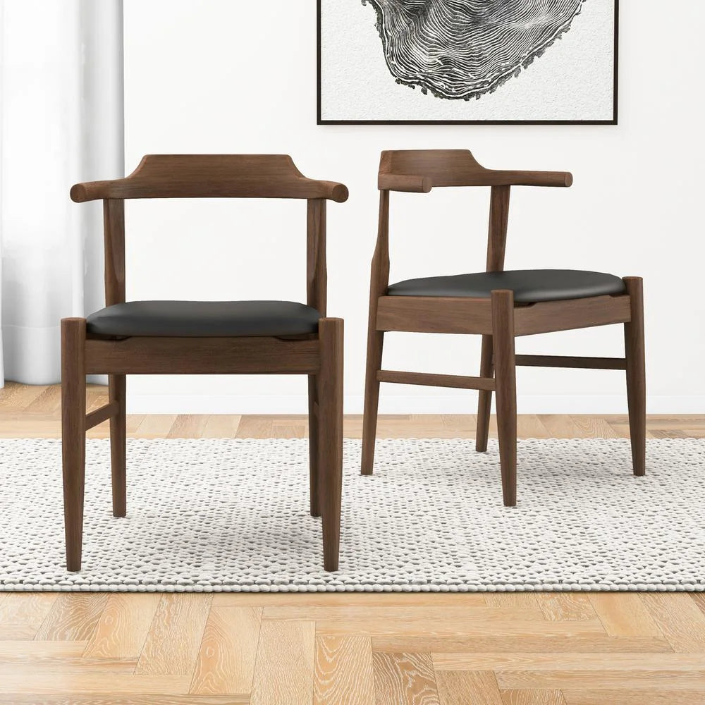 Faux Leather Dining Chair in Black (Set of 2) E1870
