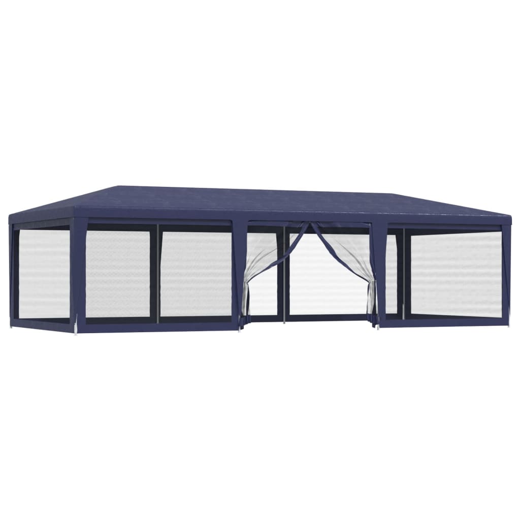 Party Tent with 8 Mesh Sidewalls Blue 29.5'x13.1' HDPE M6244