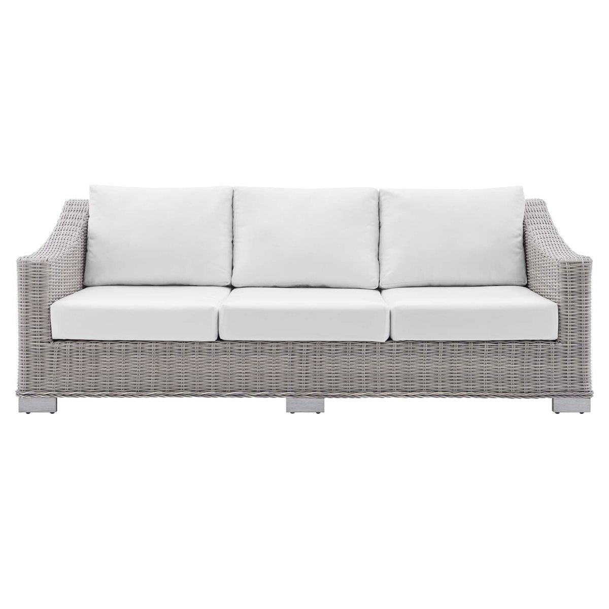 Light Gray White Wicker Rattan Patio Sofa V811065
