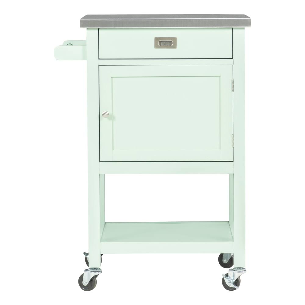 Apartment Cart with Stainless-Steel Top, Light Green O8070