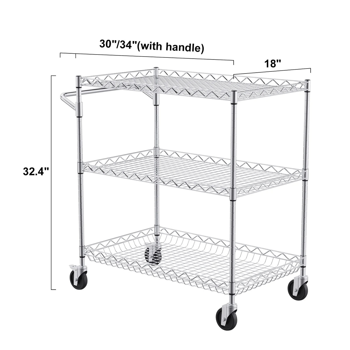 3-Tier Utility Rolling Cart on Wheels W3123