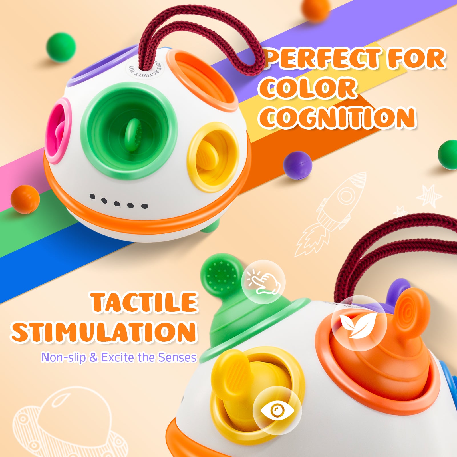 Pull String Fidget Educational Baby Toys W9072