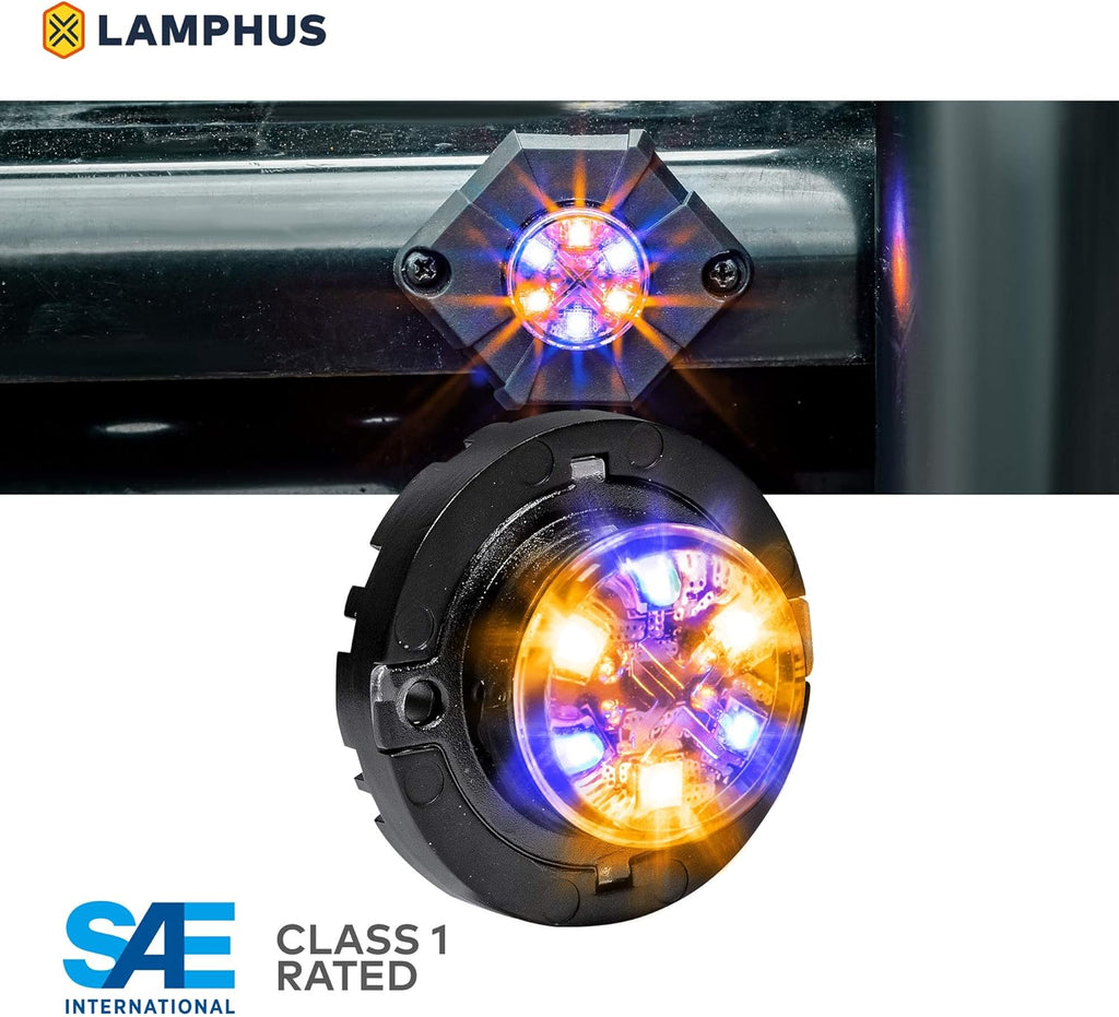 4pc AMBER WHITE LED Hideaway Strobe Light Waterproof Emergency Strobe Warning Lights Y75514
