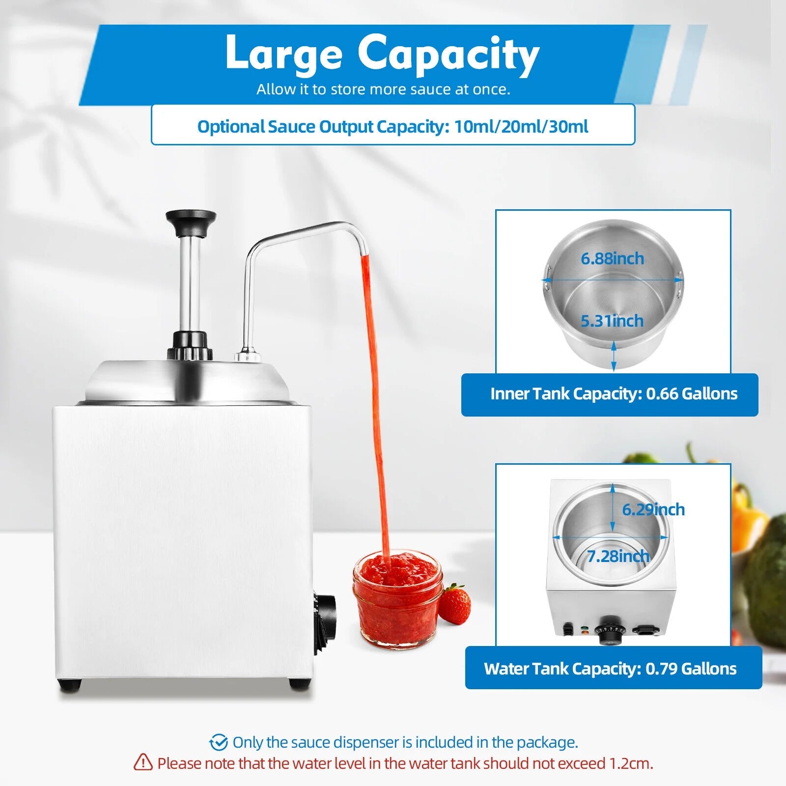 Nacho Cheese Dispenser Pump Caramel Warmer Tank 800W 110V O23903