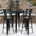 Silver Metal Bar Table Set with 4 Stools K23461