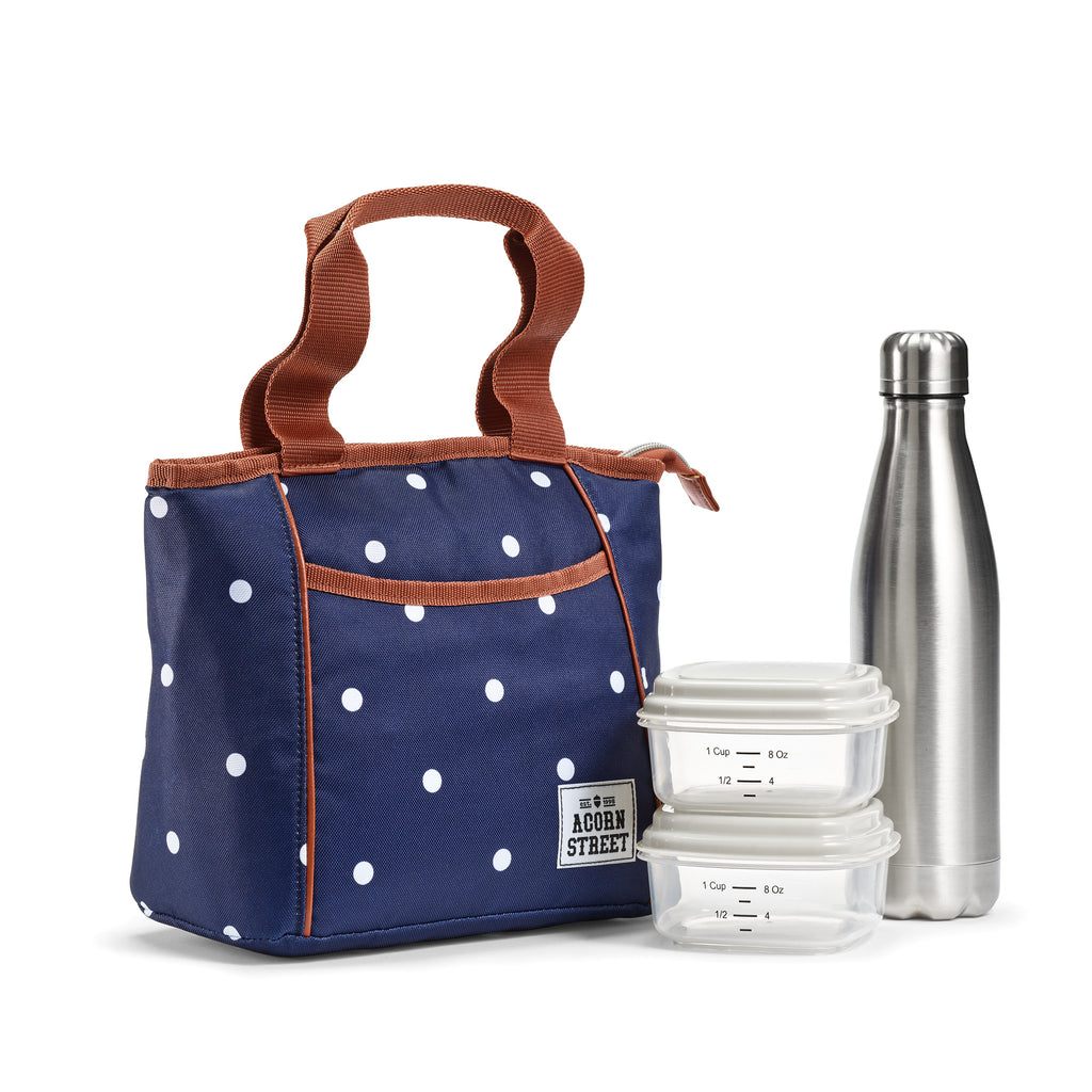 Insulated Lunch Bag with 18oz Water Bottle, Navy C21995