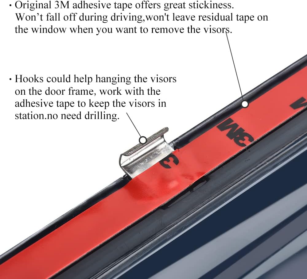 Compatible with Hyundai Tucson 2016-2021 Window Wind Deflector Rain Guard with 304 Stainless Steel Trim Pack of 2 H33847