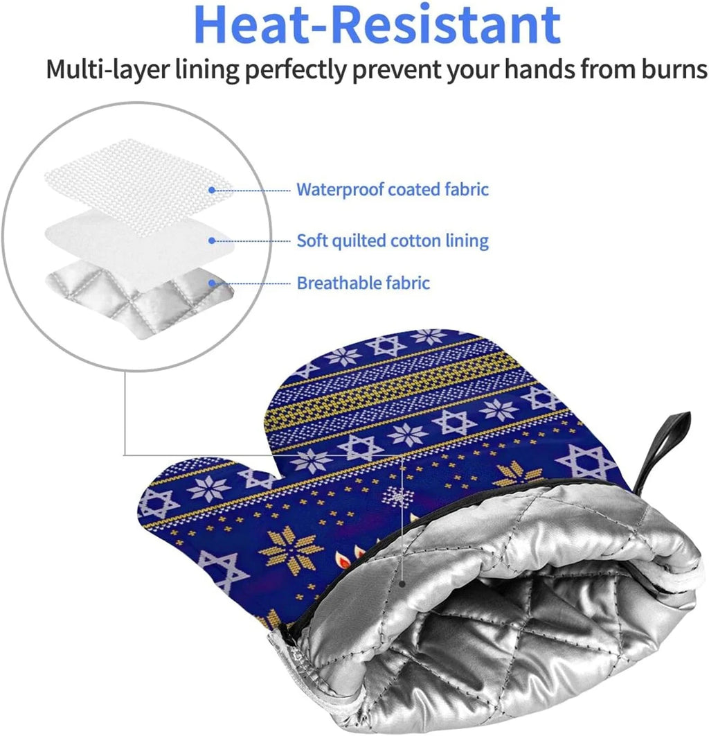 Oven Mitts Set of 2 Heat Resistant Kitchen Mittens X34239