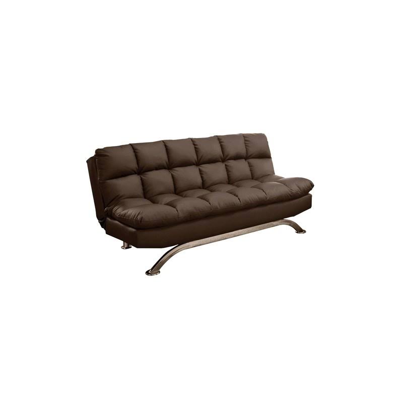 Dark Brown Faux Leather Sleeper Sofa Bed R69186