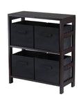 2-Section Storage Shelf with 4 Black Fabric Baskets A293