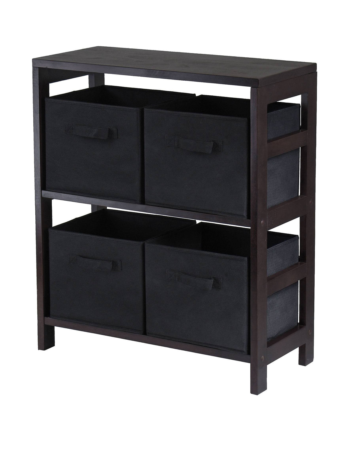 2-Section Storage Shelf with 4 Black Fabric Baskets A293