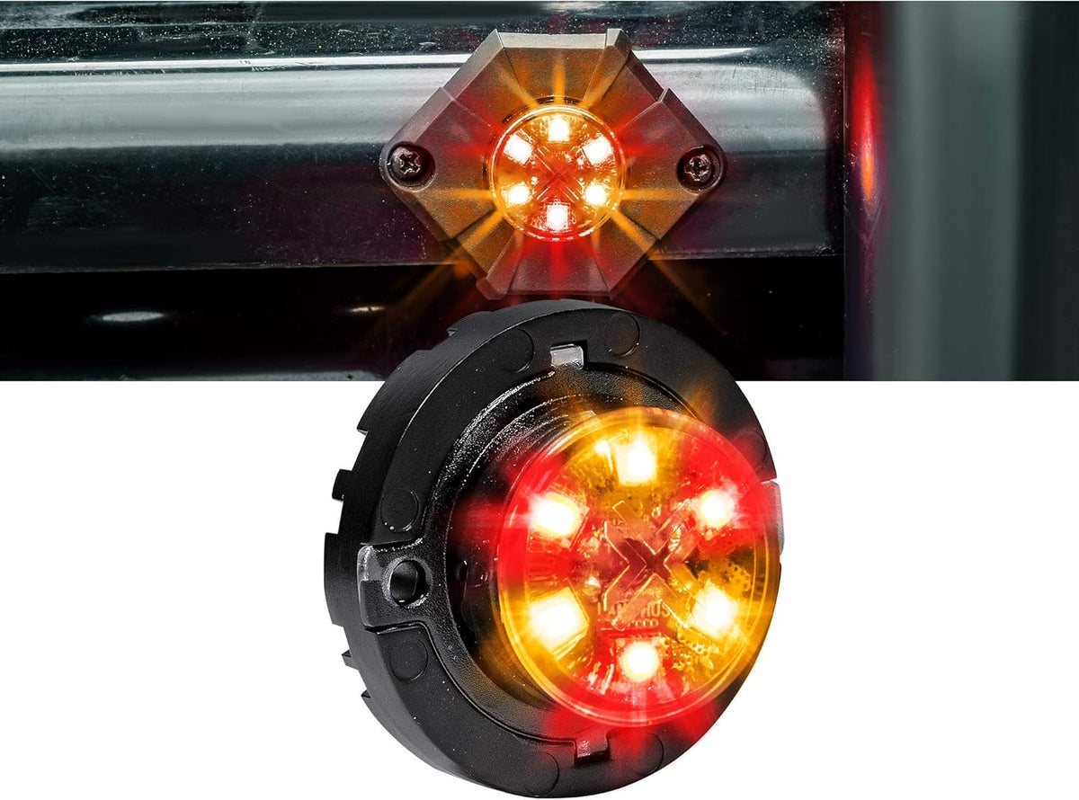 4pc AMBER WHITE LED Hideaway Strobe Light Waterproof Emergency Strobe Warning Lights Y75514