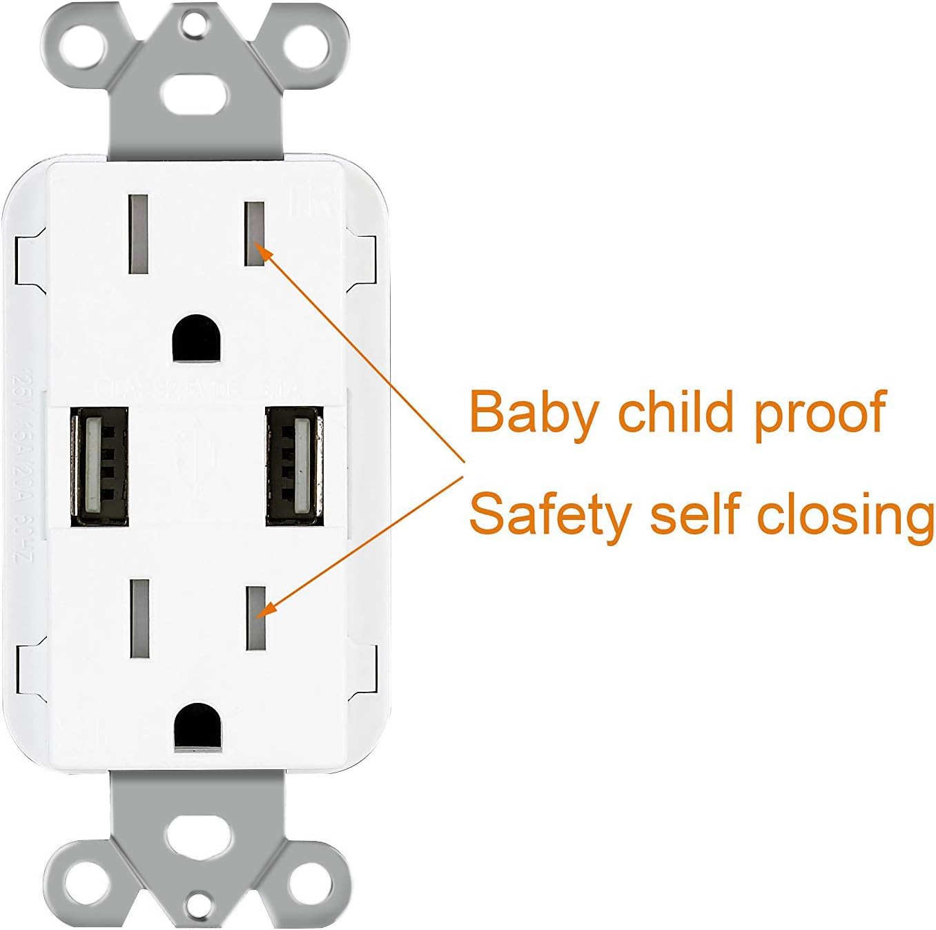 White 10pack Tamper Resistant Duplex Receptacle Wall Outlet A538