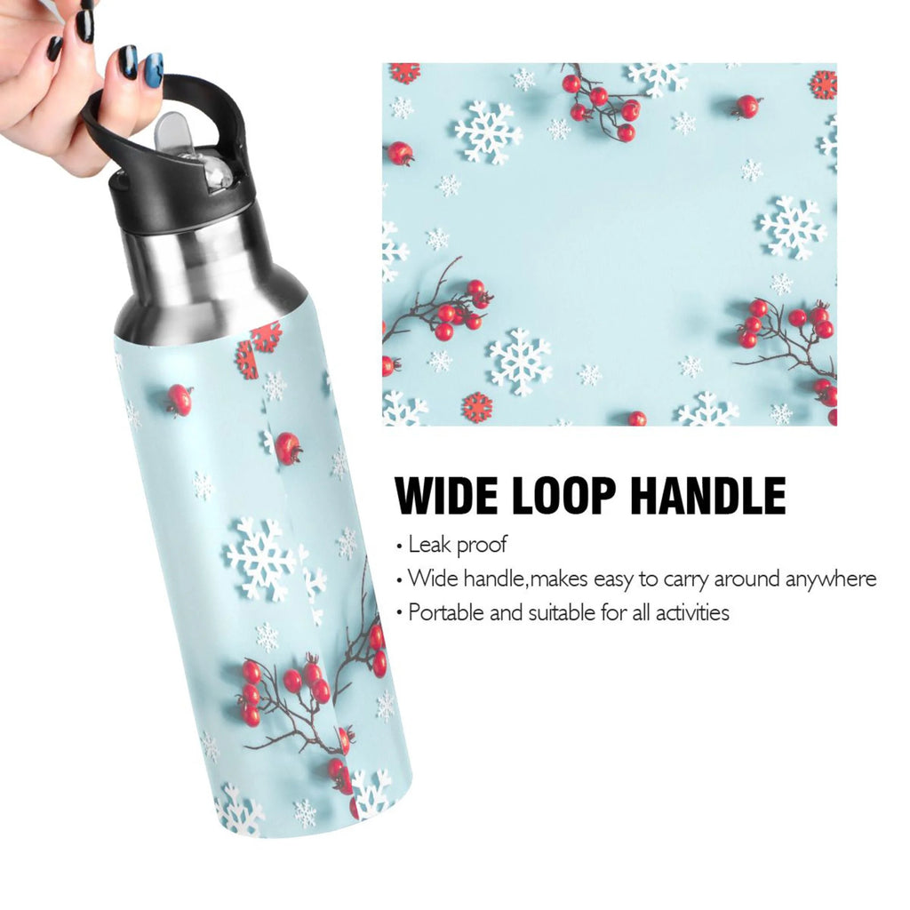 Stainless Steel Insulated Thermos Vacuum Flask Water Bottle with Straw Lid W8276