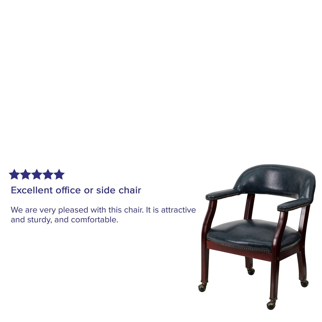 Black Vinyl Conference Chair with Casters E8118