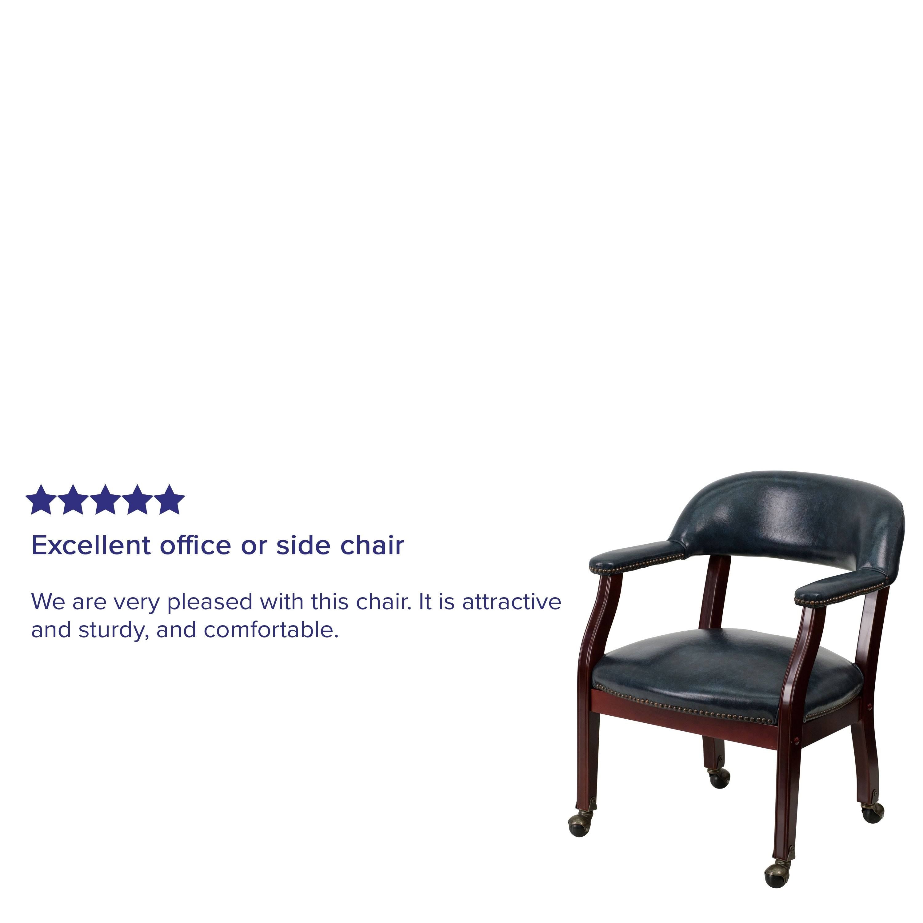 Black Vinyl Conference Chair with Casters E8118