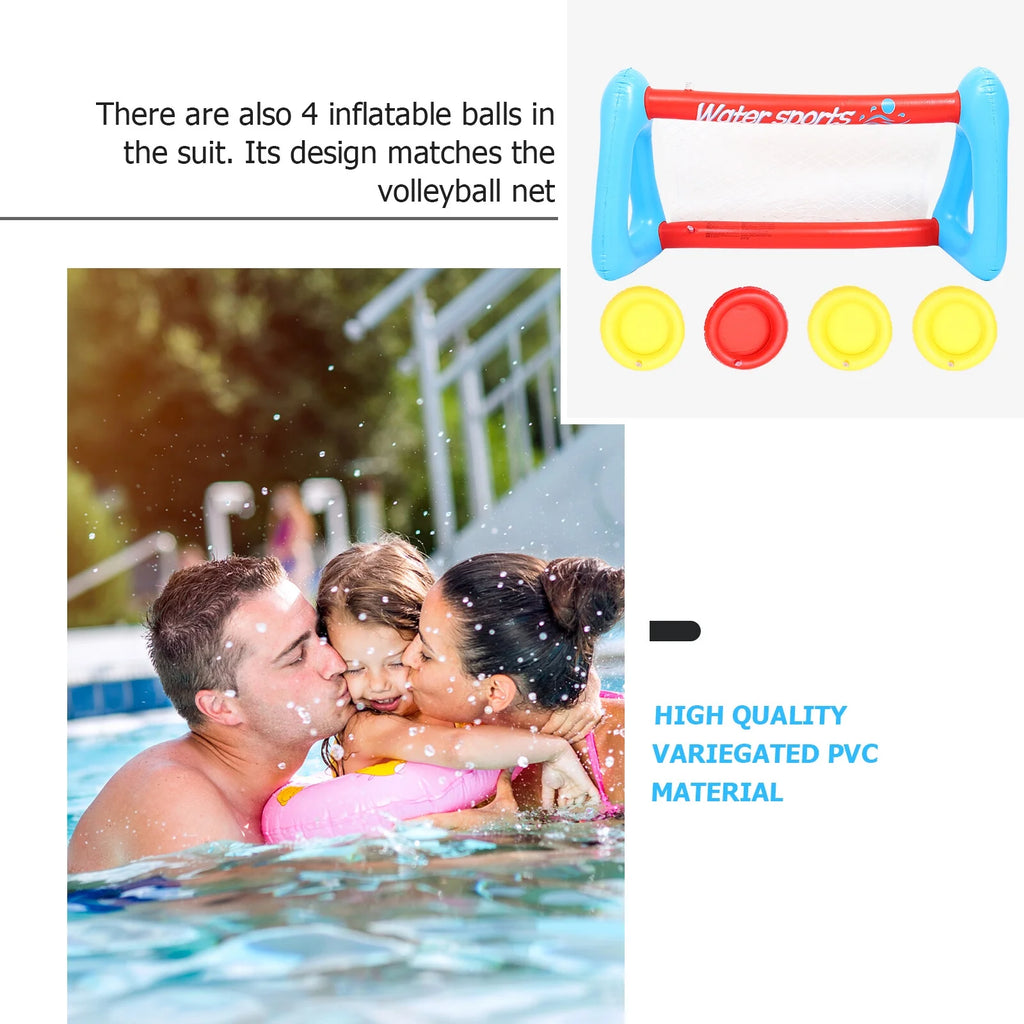 Inflatable Pool Float Set with Volleyball Net and Volleyballs Q6328