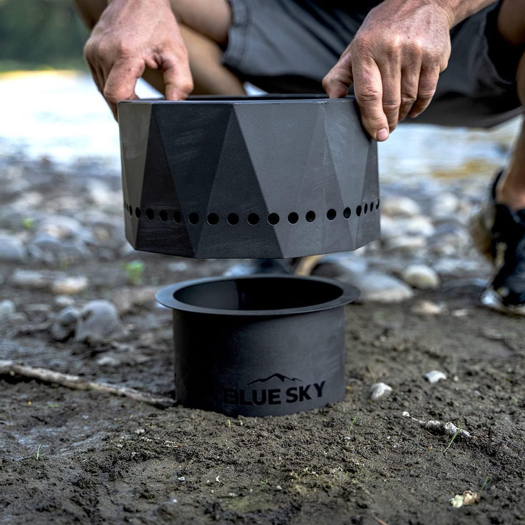 Black Steel Smokeless Fire Pit with Carrying Bag Z372598
