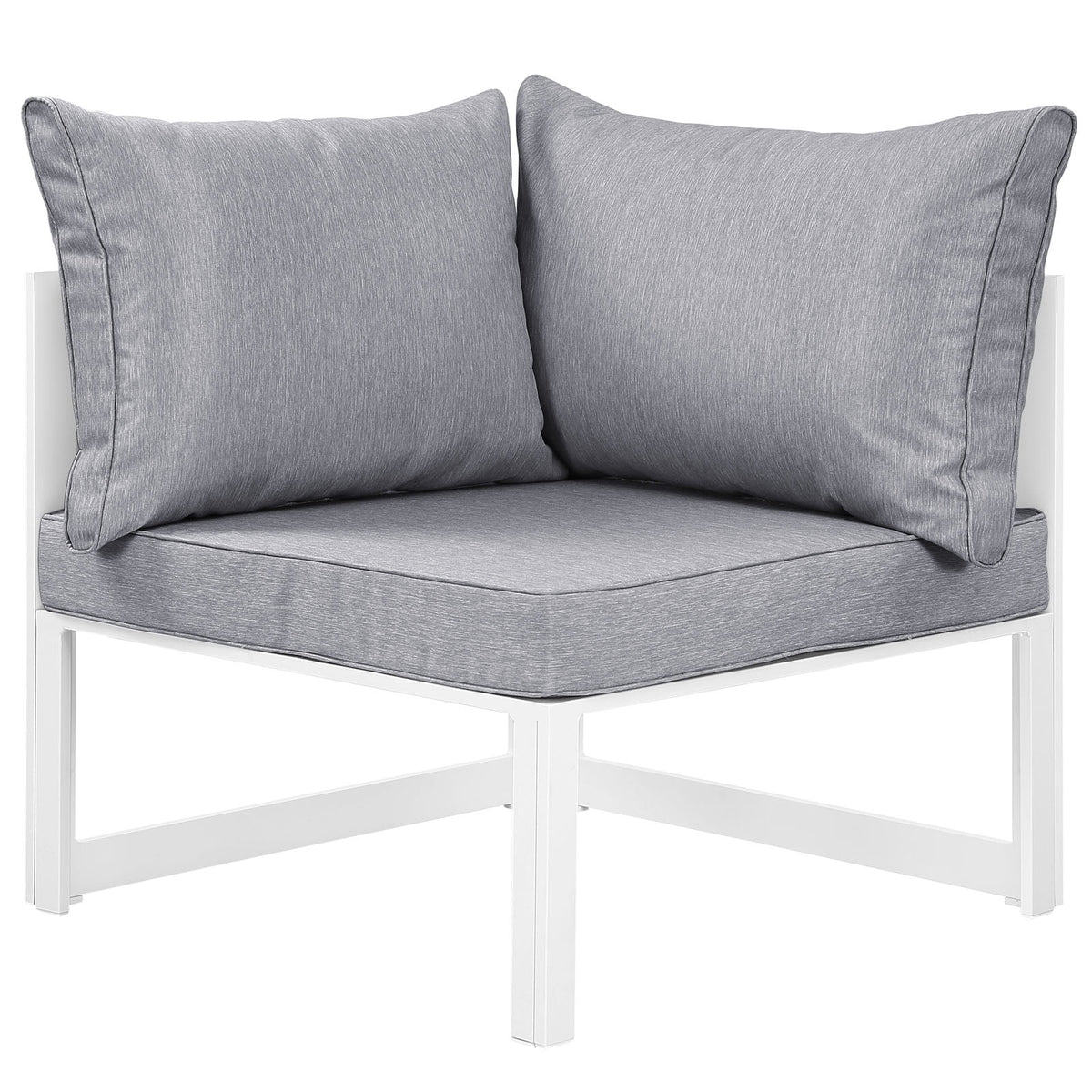 White Grey Fabric Outdoor Patio Sectional Sofa Set R428242